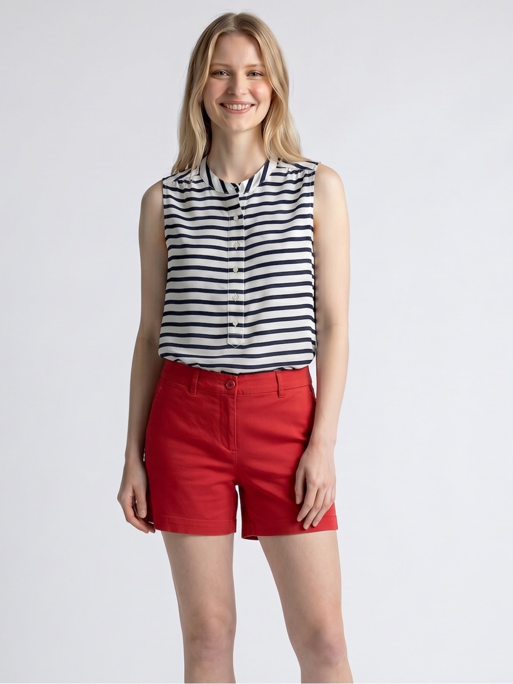 J.Crew Navy White Striped Sleeveless Blouse Size 6 Nautical Preppy Career Top